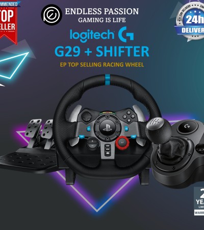 Logitech G29 Driving Force Race Wheel + Logitech G Driving Force Shifter Bundle - Works with PS5, PS4 and PC