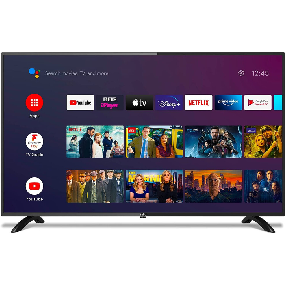 Cello ZG0234 43” Smart Android TV with Freeview Play, Google Assistant, Google Chromecast, Disney+, Netflix, Prime Video, Apple... 